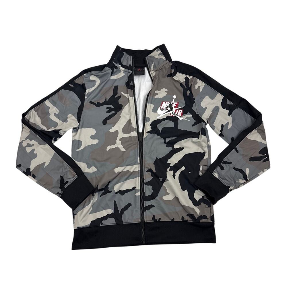 Nike Air Jordan Camo Full Zip Up Black Grey Jacket Size Youth Large (12/13)